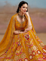 Amazing Yellow Color Georgette Fabric Party Wear Lehenga
