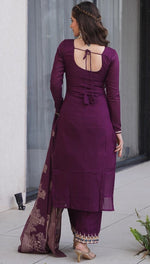 Tasteful Voilet Color Silk Fabric Designer Suit