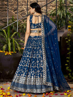 Lovely Teal Color Silk Fabric Party Wear Lehenga