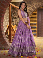 Lovely Purple Color Silk Fabric Party Wear Lehenga