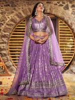 Lovely Purple Color Silk Fabric Party Wear Lehenga