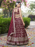 Lovely Maroon Color Silk Fabric Party Wear Lehenga