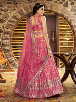 Lovely Peach Color Silk Fabric Party Wear Lehenga