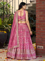Lovely Pink Color Silk Fabric Party Wear Lehenga