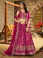 Lovely Pink Color Silk Fabric Party Wear Lehenga