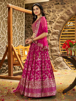 Lovely Pink Color Silk Fabric Party Wear Lehenga