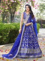 Lovely Blue Color Silk Fabric Party Wear Lehenga