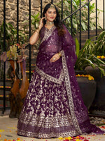 Lovely Voilet Color Silk Fabric Party Wear Lehenga