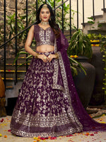 Lovely Voilet Color Silk Fabric Party Wear Lehenga