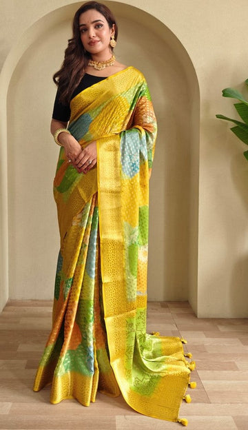 Beauteous Yellow Color Georgette Fabric Casual Saree