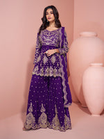Tasteful Blue Color Georgette Fabric Partywear Suit