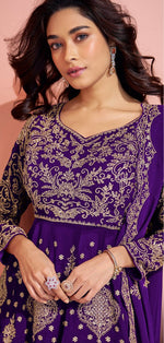 Tasteful Blue Color Georgette Fabric Partywear Suit