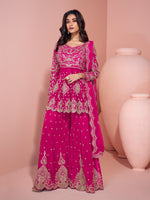 Tasteful Pink Color Georgette Fabric Partywear Suit