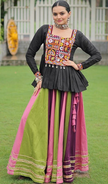 Lovely Multi Color Rayon Fabric Party Wear Lehenga
