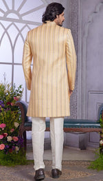 Elegant Yellow Color Art Silk Fabric Mens Indowestern