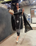 Divine Black Color Crepe Fabric Designer Suit