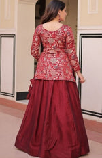 Amazing Maroon Color Jacquard Fabric Designer Lehenga