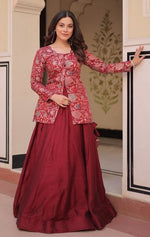 Amazing Maroon Color Jacquard Fabric Designer Lehenga