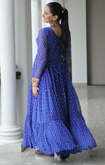 Striking Blue Color Bandhani Fabric Gown