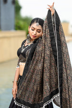 Amazing Black Color Cotton Fabric Party Wear Lehenga