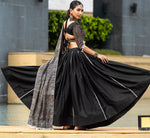 Amazing Black Color Cotton Fabric Party Wear Lehenga