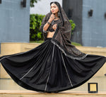 Amazing Black Color Cotton Fabric Party Wear Lehenga