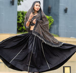 Amazing Black Color Cotton Fabric Party Wear Lehenga