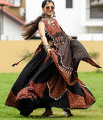 Amazing Black Color Cotton Fabric Party Wear Lehenga