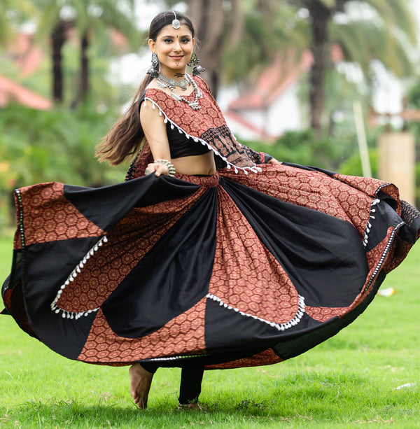 Amazing Black Color Cotton Fabric Party Wear Lehenga