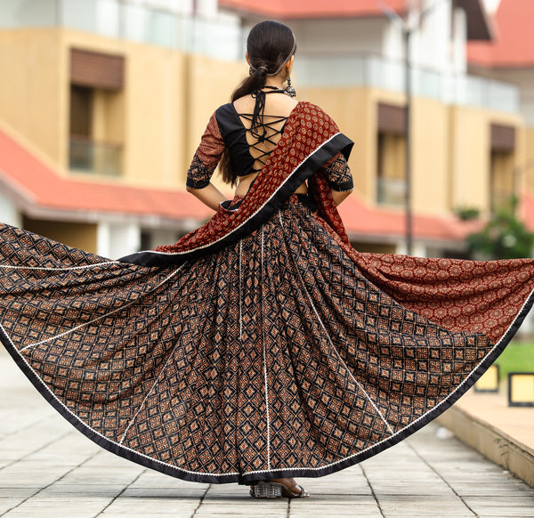 Amazing Brown Color Cotton Fabric Party Wear Lehenga