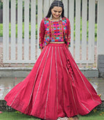 Amazing Maroon Color Roman Fabric Designer Lehenga