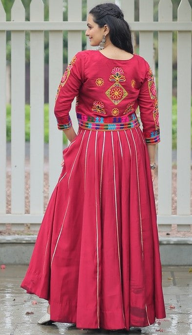 Amazing Maroon Color Roman Fabric Designer Lehenga