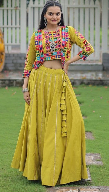 Amazing Green Color Roman Fabric Designer Lehenga