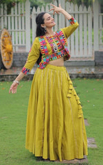 Amazing Green Color Roman Fabric Designer Lehenga