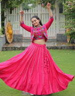 Amazing Pink Color Roman Fabric Designer Lehenga
