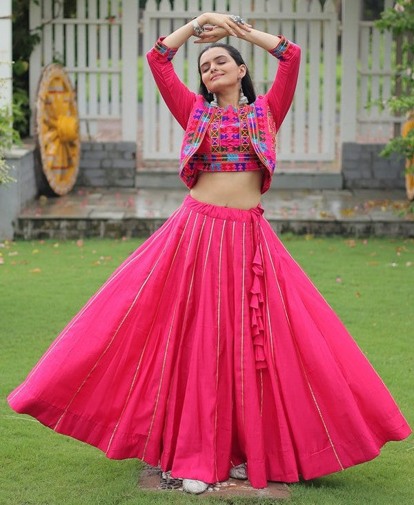 Amazing Pink Color Roman Fabric Designer Lehenga