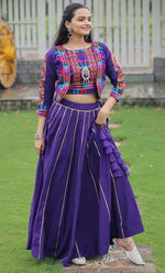 Amazing Purple Color Roman Fabric Designer Lehenga