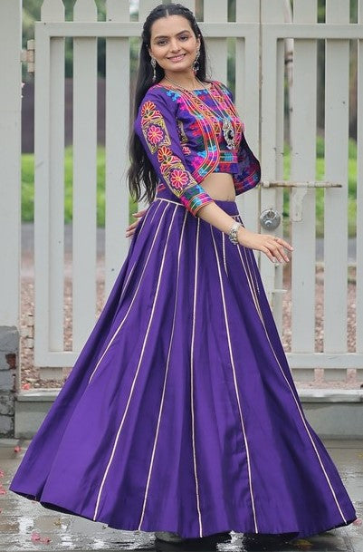 Amazing Purple Color Roman Fabric Designer Lehenga