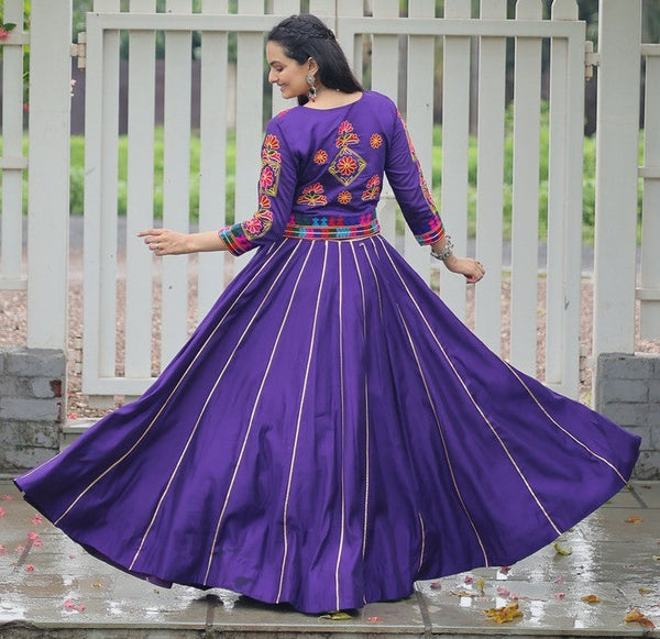 Amazing Purple Color Roman Fabric Designer Lehenga