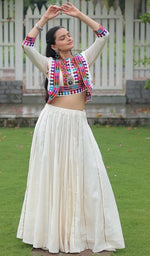 Amazing White Color Roman Fabric Designer Lehenga