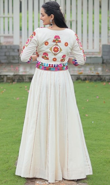 Amazing White Color Roman Fabric Designer Lehenga
