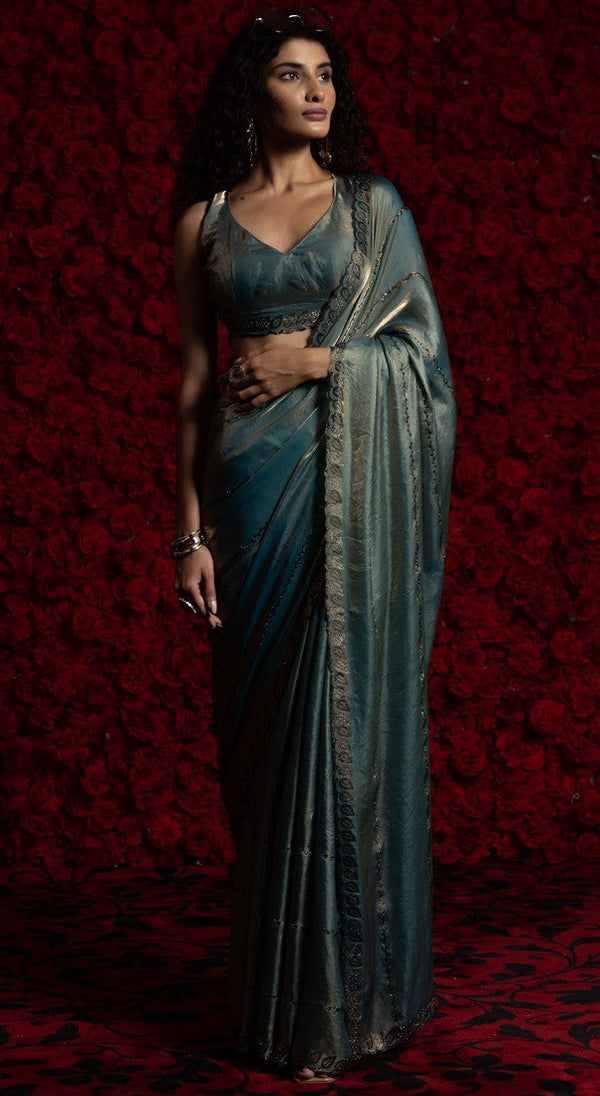 Amazing Blue Color Silk Fabric Casual Saree