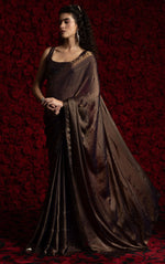 Amazing Brown Color Silk Fabric Casual Saree