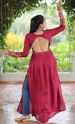 Striking Red  Color Rayon Fabric Gown