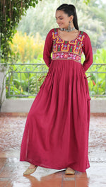Striking Red  Color Rayon Fabric Gown