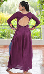 Striking Voilet Color Rayon Fabric Gown