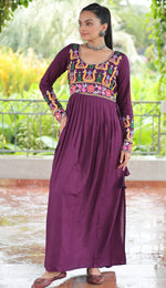 Striking Voilet Color Rayon Fabric Gown