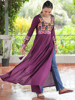 Striking Voilet Color Rayon Fabric Gown