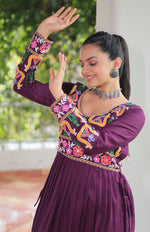Striking Voilet Color Rayon Fabric Gown
