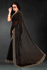 Amazing Black Color Silk Fabric Designer Saree